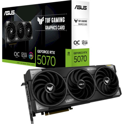 Відеокарта GeForce RTX 5070, ASUS, TUF GAMING OC, 12Gb GDDR7, 192-bit, HDMI/3xDP, 2640/28000 MHz, 16-pin (TUF-RTX5070-O12G-GAMING)
