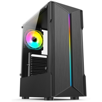 Корпус GTL Gaming "Trooper", Black, без БЖ, Mid Tower, ATX / Micro ATX / Mini ITX, 1xUSB 3.0 / 2xUSB 2.0, макс. CPU - 150 мм / VGA - 290 мм, бічна панель із загартованого скла (GTL1806)