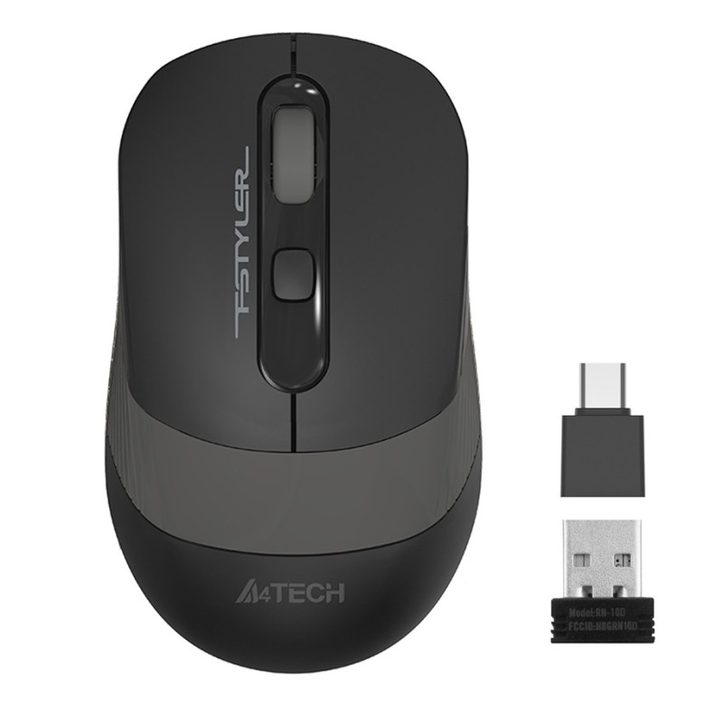 Миша бездротова A4Tech FG10CS Air 2 "Fstyler", Stone Grey, Type-C / USB 2.4GHz, оптична, 1000 - 2000 dpi, 4 кнопки, акумулятор