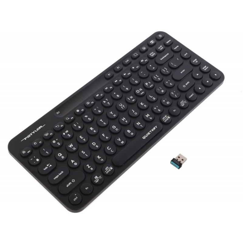 Клавіатура бездротова A4Tech FBK36C AS "Fstyler", Black, Bluetooth / USB 2.4GHz, компактний розмір, 12 мультимедійних кнопок, безшумна робота (QuietKey), до 3-х пристроїв, акумулятор, UA/US