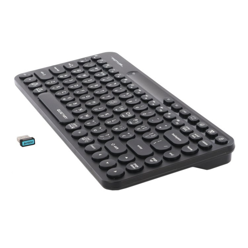 Клавіатура бездротова A4Tech FBK36C AS "Fstyler", Black, Bluetooth / USB 2.4GHz, компактний розмір, 12 мультимедійних кнопок, безшумна робота (QuietKey), до 3-х пристроїв, акумулятор, UA/US