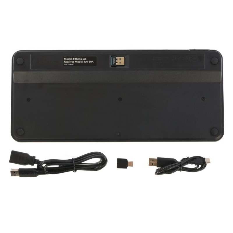 Клавіатура бездротова A4Tech FBK36C AS "Fstyler", Black, Bluetooth / USB 2.4GHz, компактний розмір, 12 мультимедійних кнопок, безшумна робота (QuietKey), до 3-х пристроїв, акумулятор, UA/US