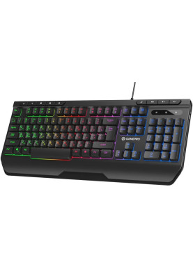 Клавіатура GamePro GK550, Black, USB, мембранна, LED-підсвічування, 104 кнопки, 1.5 м, UK/EN