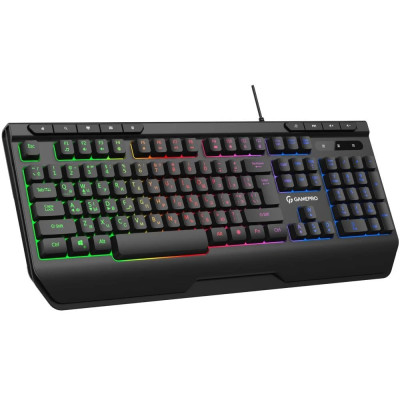 Клавіатура GamePro GK550, Black, USB, мембранна, LED-підсвічування, 104 кнопки, 1.5 м, UK/EN
