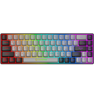 Клавіатура бездротова GamePro GK935, Grey, USB 2.4 GHz, мембранна, RGB-підсвічування, 68 кнопок, 1.5 м, UK/EN