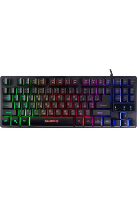 Клавіатура GamePro GK537 "Nitro", Black, USB, мембранна, RGB-підсвічування, 87 кнопок, 1.5 м, UK/RU/EN