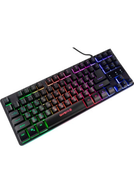 Клавіатура GamePro GK537 "Nitro", Black, USB, мембранна, RGB-підсвічування, 87 кнопок, 1.5 м, UK/RU/EN