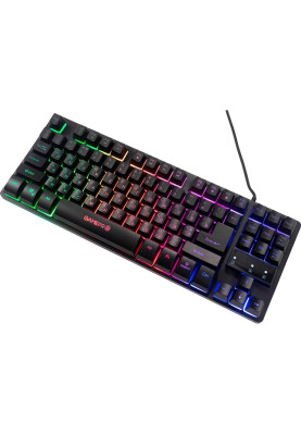 Клавіатура GamePro GK537 "Nitro", Black, USB, мембранна, RGB-підсвічування, 87 кнопок, 1.5 м, UK/RU/EN