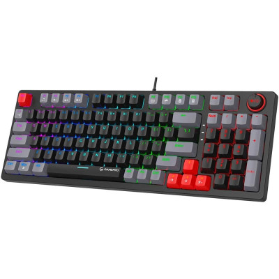 Клавіатура GamePro MK120B, Black/Grey, USB, механічна (перемикачі Blue), райдужне LED-підсвічування, 96 кнопок, 1.5 м, UK/RU/EN