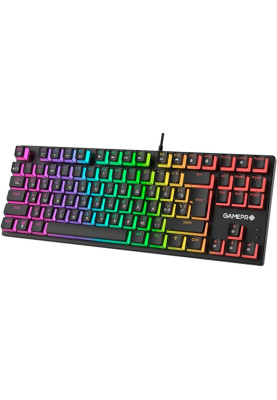 Клавіатура GamePro MK80B, Black, USB, механічна (перемикачі Blue), RGB-підсвічування, 87 кнопок, 1.5 м, UK/RU/EN