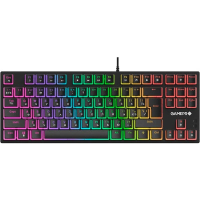 Клавіатура GamePro MK80R, Black, USB, механічна (перемикачі Red), RGB-підсвічування, 87 кнопок, 1.5 м, UK/RU/EN