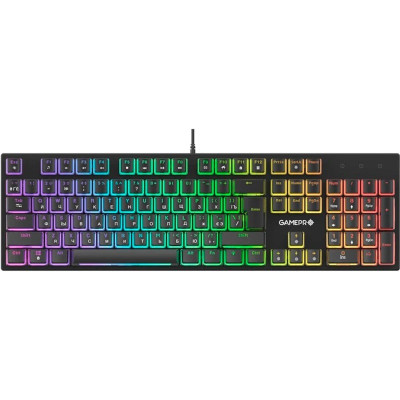 Клавіатура GamePro MK85B, Black, USB, механічна (перемикачі Blue), RGB-підсвічування, 104 кнопки, 1.5 м, UK/RU/EN