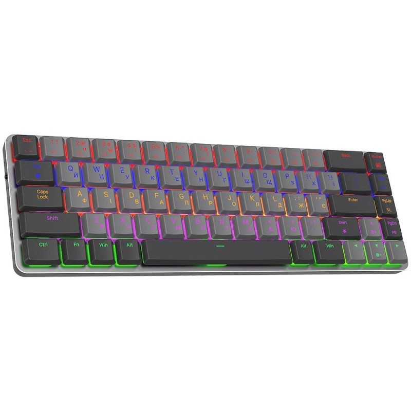 Клавіатура бездротова GamePro MK122R Red Switch, Dark Gray, 2.4GHz / USB, механічна (перемикачі Outemu Red), 68 кнопок, LED підсвічування, акумулятор 2000 mA
