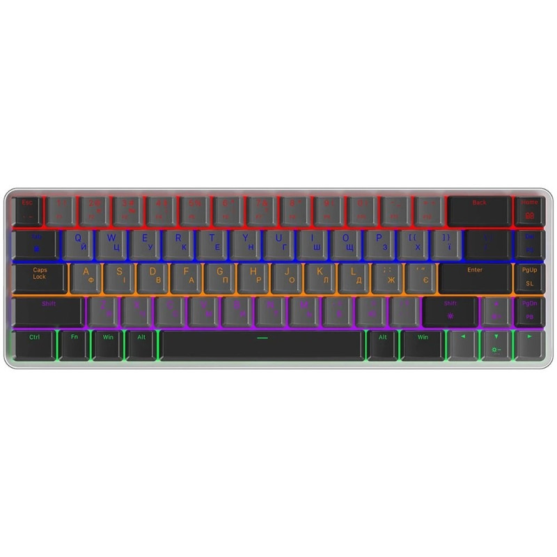 Клавіатура бездротова GamePro MK122R Red Switch, Dark Gray, 2.4GHz / USB, механічна (перемикачі Outemu Red), 68 кнопок, LED підсвічування, акумулятор 2000 mA