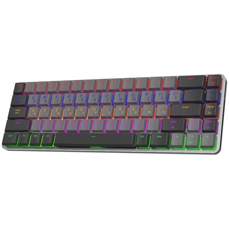Клавіатура бездротова GamePro MK122R Red Switch, Dark Gray, 2.4GHz / USB, механічна (перемикачі Outemu Red), 68 кнопок, LED підсвічування, акумулятор 2000 mA