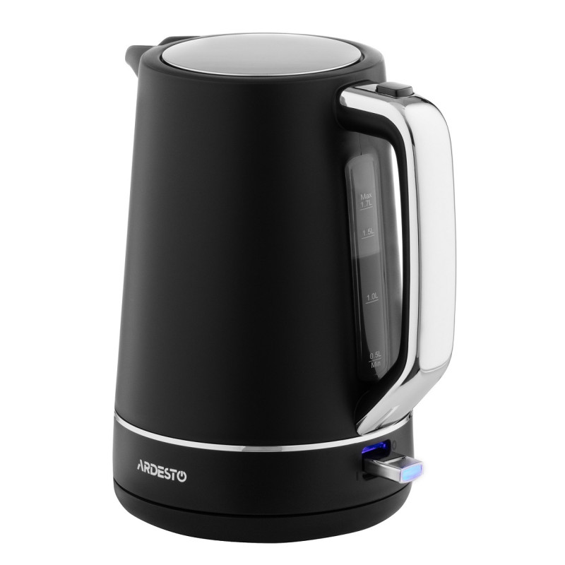 Електрочайник Ardesto EKL-450B, Black, 2200W, 1.7 л, дисковий, пластиковий корпус, індикатор рівня води, автоматичне відключення при відсутності води