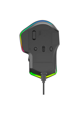 Миша GamePro GM560, Black, USB, оптична (сенсор Sunplus 6662), 12000 dpi, 9 кнопок, RGB підсвічування, кабель 1.5 м, перемикачі Huano