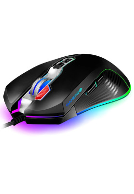 Миша GamePro Phoenix (GM543), Black, USB, оптична (сенсор Sunplus 199 IC), 6400 dpi, 8 кнопок, кабель 1.5 м, RGB підсвічування