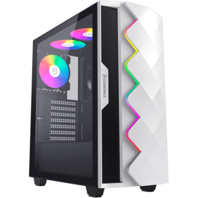 Корпус GameMax Diamond CP, White, без БП, Midi Tower, для E-ATX / ATX / Micro ATX / Mini ITX, 1xUSB 3.0 / 1xUSB 2.0, макс. CPU - 170 мм / VGA - 340 мм, 3x120 мм ARGB / 1x140 мм, бічна панель із загартованого скла