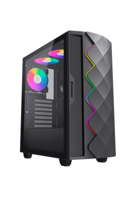 Корпус GameMax Diamond CP, Black, без БП, Midi Tower, для E-ATX / ATX / Micro ATX / Mini ITX, 1xUSB 3.0 / 1xUSB 2.0, макс. CPU - 170 мм / VGA - 340 мм, 3x120 мм ARGB / 1x140 мм, бічна панель із загартованого скла