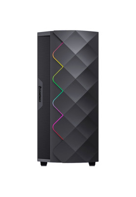 Корпус GameMax Diamond CP, Black, без БП, Midi Tower, для E-ATX / ATX / Micro ATX / Mini ITX, 1xUSB 3.0 / 1xUSB 2.0, макс. CPU - 170 мм / VGA - 340 мм, 3x120 мм ARGB / 1x140 мм, бічна панель із загартованого скла