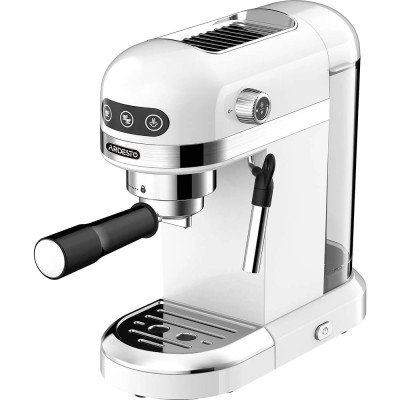 Кавоварка Ardesto YCM-E1500, White/Inox, 1350W, ріжкова, кава мелена, резервуар для води 1.4 л, ручний капуч, підігрів чашок