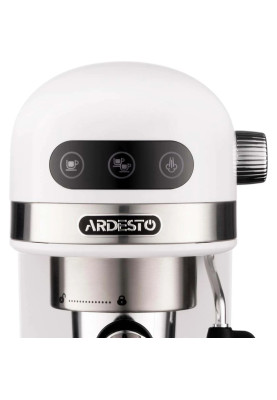 Кавоварка Ardesto YCM-E1500, White/Inox, 1350W, ріжкова, кава мелена, резервуар для води 1.4 л, ручний капуч, підігрів чашок