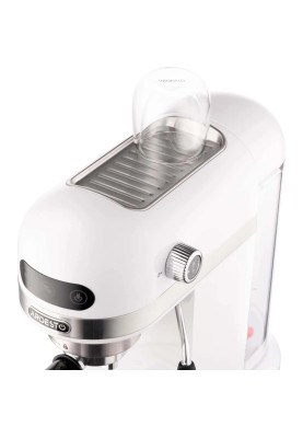 Кавоварка Ardesto YCM-E1500, White/Inox, 1350W, ріжкова, кава мелена, резервуар для води 1.4 л, ручний капуч, підігрів чашок