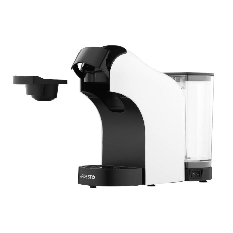 Кавоварка Ardesto YCM-CNDE, White/Black, 1400W, капсульна, 0.8л, капсули Nespresso, Nescafe Dolce Gusto, мелена кава, сенсорне керування