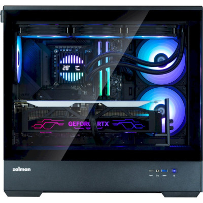 Корпус Zalman P30 V2, Black, Mini Tower, без БЖ, для Micro ATX / Mini ITX, 1xType-C / 1xUSB 3.0, макс. CPU - 173 мм / VGA - 420 мм, 3x120 мм ARGB, бічна та передня панелі із загартованого скла