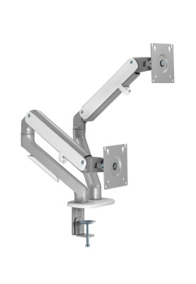 Кронштейн настільний для монітора 17-32" OfficePro MA422S, Silver, для двох екранів, VESA 100x100 мм/75x75 мм, регулювання (повороту, нахилу), навантаження до 9 кг