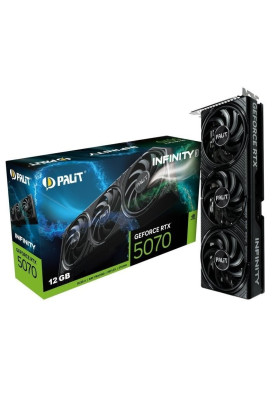 Відеокарта GeForce RTX 5070, Palit, Infinity 3, 12Gb GDDR7, 192-bit, HDMI/3xDP, 2512/28000 MHz, 16-pin (NE75070019K9-GB2050S)