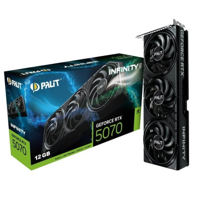 Відеокарта GeForce RTX 5070, Palit, Infinity 3, 12Gb GDDR7, 192-bit, HDMI/3xDP, 2512/28000 MHz, 16-pin (NE75070019K9-GB2050S)