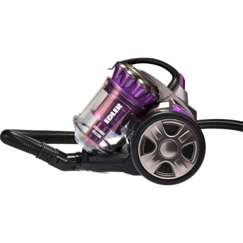 Пилосос Edler ED-3701PB, Purple/Black, 700W, контейнер, об'єм пилозбірника 3л, циклонна система, універсальна щітка підлога/килим, щілинна, HEPA-фільтр