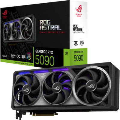 Відеокарта GeForce RTX 5090, Asus, ROG Astral OC, 32Gb GDDR7, 512-bit, 2xHDMI/3xDP, 2610/28000 MHz, 16-pin (ROG-ASTRAL-RTX5090-O32G-GAMING)