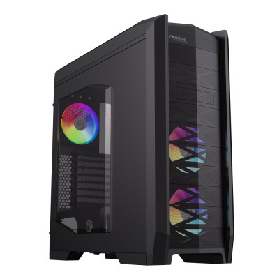 Корпус GameMax Dragon Knight 2, Black, без БЖ, Full Tower, для E-ATX / ATX / Micro ATX / Mini-ITX, 1xType-C / 2xUSB 3.0 / 2xUSB 2.0, макс. CPU - 170 мм / VGA - 420 мм, 5x120 мм ARGB, бічна панель із загартованого скла, вбудований картридер та док-станція