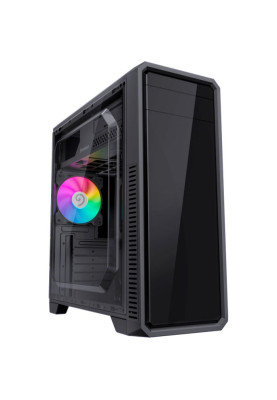 Корпус GameMax G561E-BK, Black, без БЖ, Mid Tower, для ATX / MicroATX / Mini-ITX, 1xUSB 3.0 / 2xUSB 2.0, макс. CPU - 156 мм / VGA - 370 мм, 1x120 мм RGB, бічна панель із прозорого акрилу