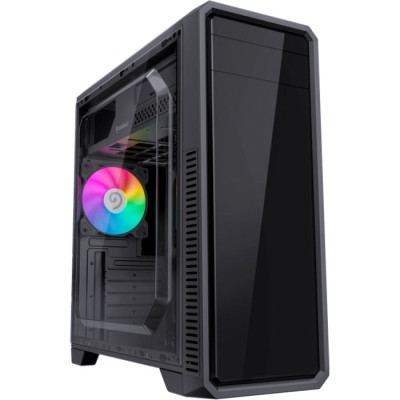 Корпус GameMax G561E-BK, Black, без БЖ, Mid Tower, для ATX / MicroATX / Mini-ITX, 1xUSB 3.0 / 2xUSB 2.0, макс. CPU - 156 мм / VGA - 370 мм, 1x120 мм RGB, бічна панель із прозорого акрилу