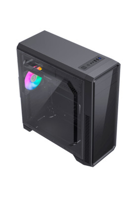 Корпус GameMax G561E-BK, Black, без БЖ, Mid Tower, для ATX / MicroATX / Mini-ITX, 1xUSB 3.0 / 2xUSB 2.0, макс. CPU - 156 мм / VGA - 370 мм, 1x120 мм RGB, бічна панель із прозорого акрилу