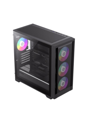 Корпус GameMax Defender MB, Black, без БЖ, Mid Tower, для MicroATX / Mini-ITX, 1xUSB 3.0 / 2xUSB 2.0, макс. CPU - 165 мм / VGA - 410 мм, 4x120 мм ARGB, бічна панель із загартованого скла