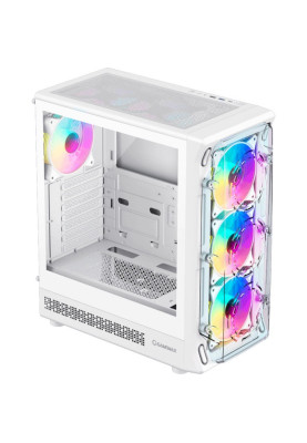 Корпус GameMax Starlight 2 AW, White, без БЖ, Mid Tower, для ATX / MicroATX / Mini-ITX, 1xType-C / 1xUSB 3.0 / 1xUSB 2.0, макс. CPU - 155 мм / VGA - 330 мм, 6x120 мм ARGB, бічна панель із загартованого скла