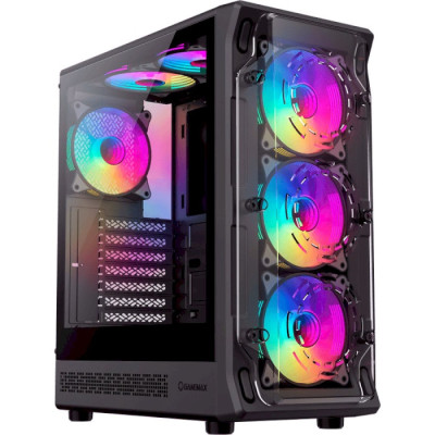 Корпус GameMax Starlight 2 AB, Black, без БЖ, Mid Tower, для ATX / MicroATX / Mini-ITX, 1xType-C / 1xUSB 3.0 / 1xUSB 2.0, макс. CPU - 155 мм / VGA - 330 мм, 6x120 мм ARGB, бічна панель із загартованого скла