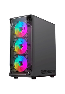 Корпус GameMax Starlight 2 AB, Black, без БЖ, Mid Tower, для ATX / MicroATX / Mini-ITX, 1xType-C / 1xUSB 3.0 / 1xUSB 2.0, макс. CPU - 155 мм / VGA - 330 мм, 6x120 мм ARGB, бічна панель із загартованого скла