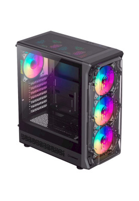 Корпус GameMax Starlight 2 AB, Black, без БЖ, Mid Tower, для ATX / MicroATX / Mini-ITX, 1xType-C / 1xUSB 3.0 / 1xUSB 2.0, макс. CPU - 155 мм / VGA - 330 мм, 6x120 мм ARGB, бічна панель із загартованого скла