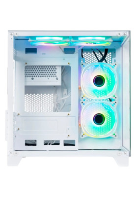 Корпус Qube REEF ARGB, White, MidTower, без БЖ, для microATX / mini-ITX, 1xUSB 3.0 / 2xUSB 2.0, макс. CPU - 160 мм / VGA - 320 мм, 4x120 мм, передня та бічна стінки із загартованого скла (REEF_GMNU3)