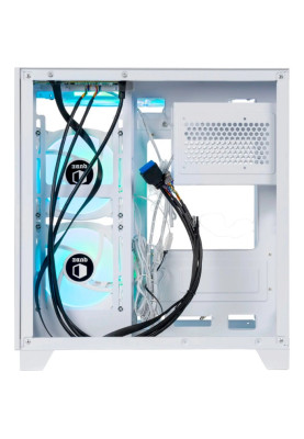 Корпус Qube REEF ARGB, White, MidTower, без БЖ, для microATX / mini-ITX, 1xUSB 3.0 / 2xUSB 2.0, макс. CPU - 160 мм / VGA - 320 мм, 4x120 мм, передня та бічна стінки із загартованого скла (REEF_GMNU3)