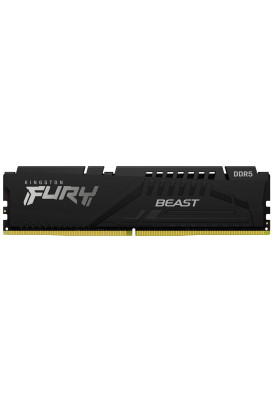 Пам'ять 8Gb DDR5, 6000 MHz, Kingston Fury Beast, Black, 30-36-36, 1.4V, з радіатором, EXPO (KF560C30BBE-8)
