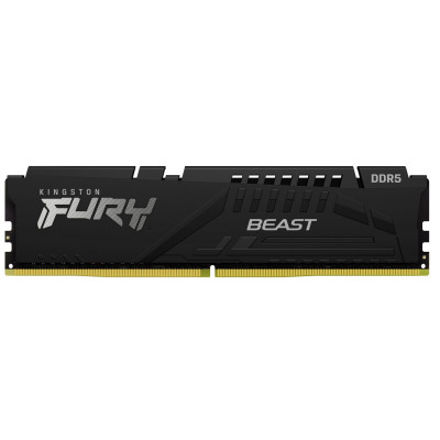 Пам'ять 8Gb DDR5, 6000 MHz, Kingston Fury Beast, Black, 30-36-36, 1.4V, з радіатором, EXPO (KF560C30BBE-8)