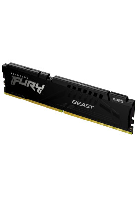 Пам'ять 8Gb DDR5, 6000 MHz, Kingston Fury Beast, Black, 30-36-36, 1.4V, з радіатором, EXPO (KF560C30BBE-8)