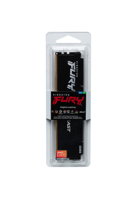 Пам'ять 8Gb DDR5, 6000 MHz, Kingston Fury Beast, Black, 30-36-36, 1.4V, з радіатором, EXPO (KF560C30BBE-8)